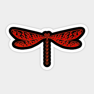 Dragonfly Flames Red Sticker